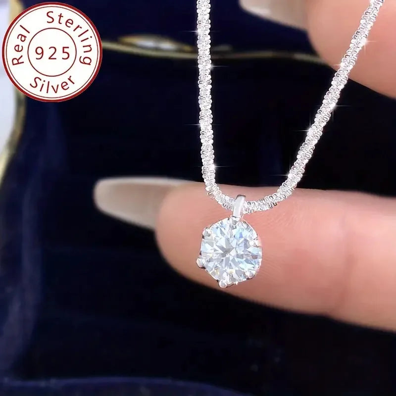 Luxury Moissanite Diamond White Pendant Necklace for Women 925 Sterling Silver High Quality Fine Jewelry