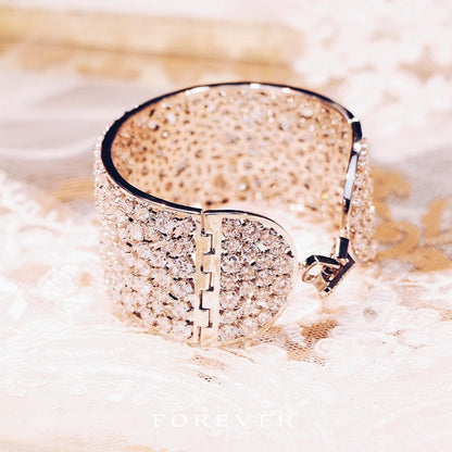 14K Gold Moissanite Diamond Bangle Bracelet For Women Bridal Wedding Bangle Trendy Party Jewelry