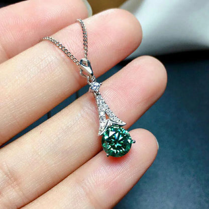 Luxury 1ct Green Moissanite Jewelry set 925 Sterling Silver Party Wedding Earrings Necklace For Women Bridal Jewelry Gift