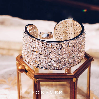 14K Gold Moissanite Diamond Bangle Bracelet For Women Bridal Wedding Bangle Trendy Party Jewelry