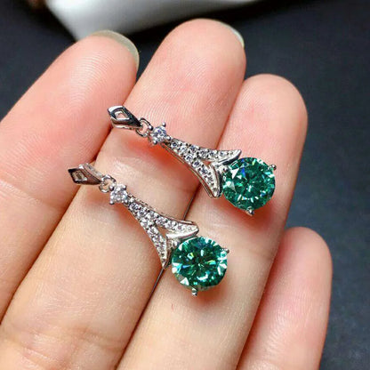 Luxury 1ct Green Moissanite Jewelry set 925 Sterling Silver Party Wedding Earrings Necklace For Women Bridal Jewelry Gift
