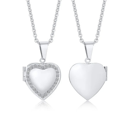 Delicate Floral Oval Heart Locket Pendant Necklaces for Women,Stainless Steel Photo Frame Promise Love Keepsake Gift