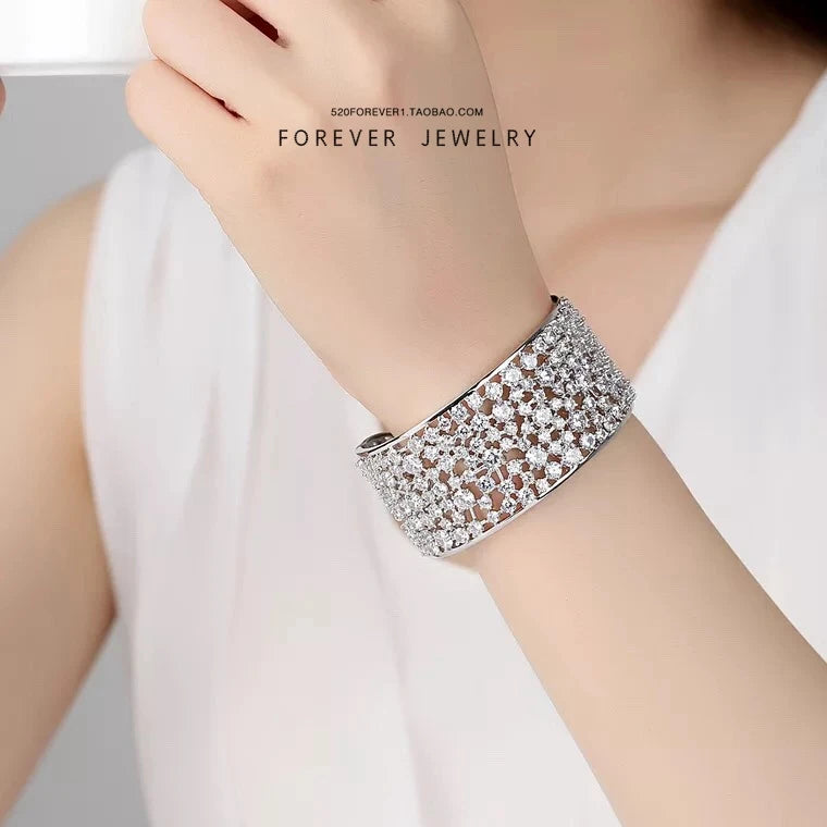 14K Gold Moissanite Diamond Bangle Bracelet For Women Bridal Wedding Bangle Trendy Party Jewelry