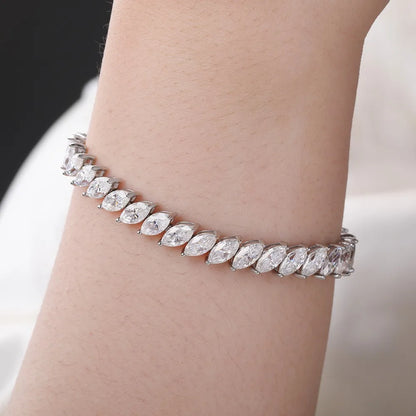 0.5CT Marquise Cut Moissanite Tennis Bracelet For Women 925 Sterling Silver Party Hand Chain Lab Diamond 18K Plated Gift Jewelry