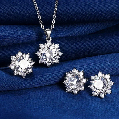 Valuable Lab Diamond Jewelry Set 925 Sterling Silver Party Wedding Rings Earrings Necklace for Women Moissanite Bridal Jewelry