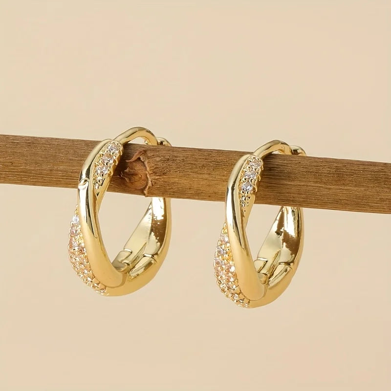 Twisted Zircon Hoop Earrings