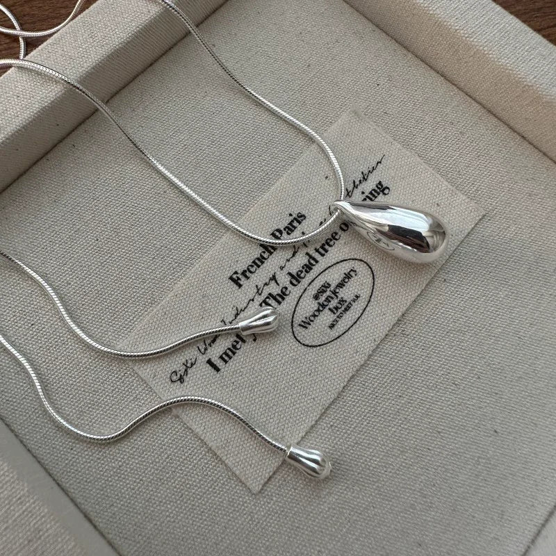 925 Sterling Silver Luxury Fashion Drop Necklace for Fall/Winter Sweater Chains Simple Versatile Pendant for Women Fine Jewelry