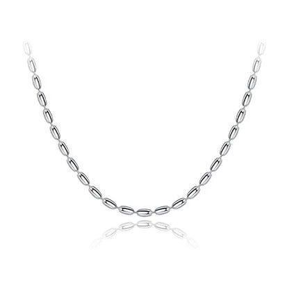 45/55CM Length 925 Sterling Silver Neck Rugby Rice Grains Chain Necklaces Women Luxury Jewelry Charms Accessories Argent 925