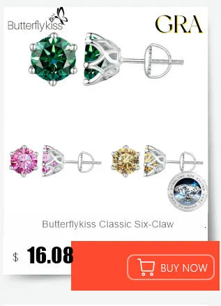 Butterflykiss 1 CT Real Moissanite Pendant Necklace For Women Top Quality 925 Sterling Silver Wedding Party Bridal Fine Jewelry