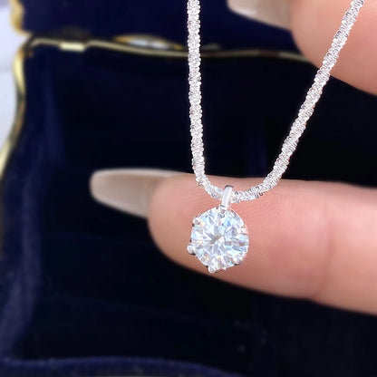 Luxury Moissanite Diamond White Pendant Necklace for Women 925 Sterling Silver High Quality Fine Jewelry
