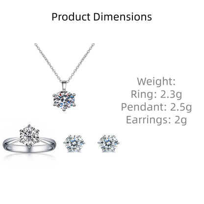 Hot Sale 925 Sterling Silver Moissanite Jewelry Set for Women Necklace Earrings Ring Set, Luxury Bridal Wedding Jewelry Gift