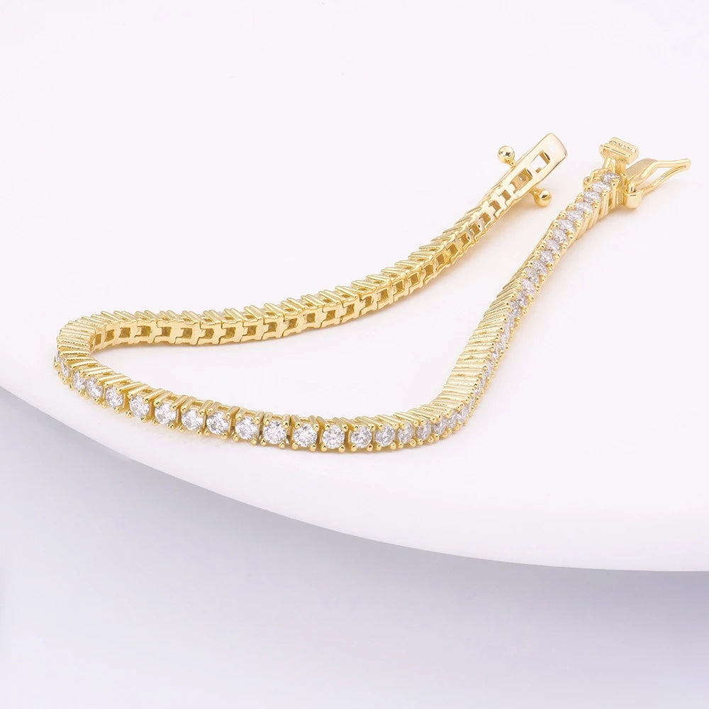 100% S925 Sterling Silver 2-6mm Real Moissanite Tennis Bracelet for Women Wedding Jewelry Christmas Exquisite Gift