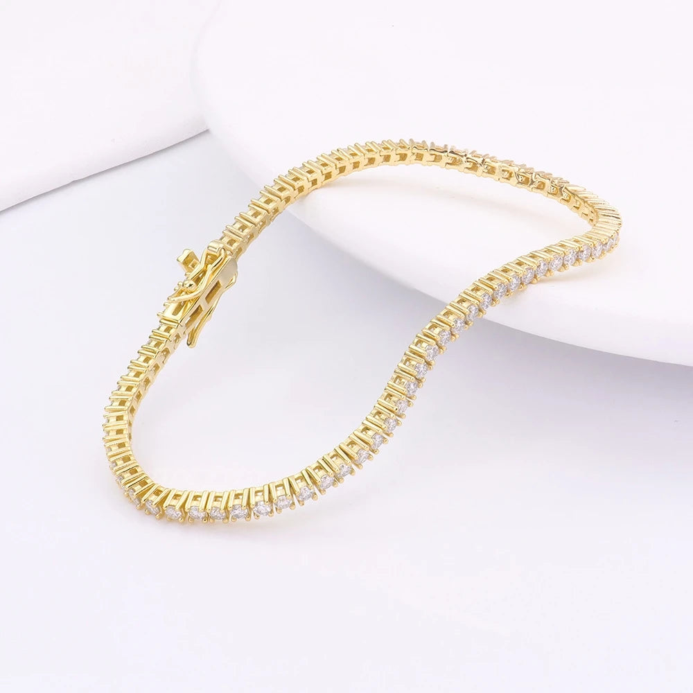 100% S925 Sterling Silver 2-6mm Real Moissanite Tennis Bracelet for Women Wedding Jewelry Christmas Exquisite Gift