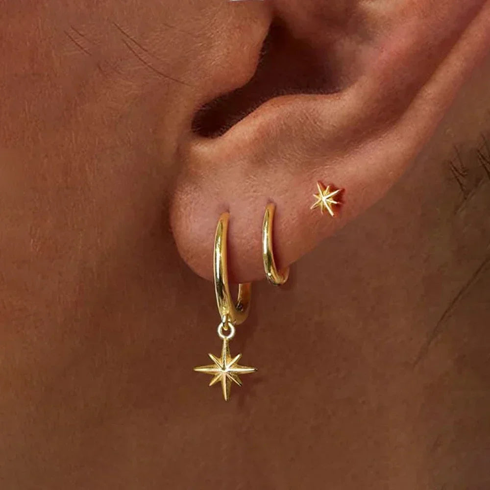 3 Piece Fashion Star Drop Earrings Set