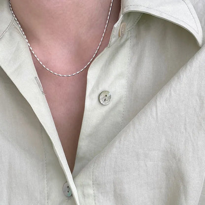 45/55CM Length 925 Sterling Silver Neck Rugby Rice Grains Chain Necklaces Women Luxury Jewelry Charms Accessories Argent 925