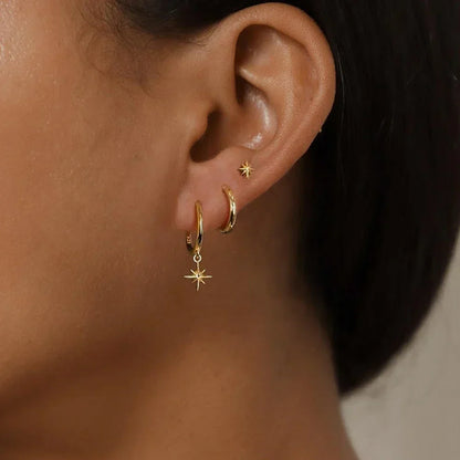 3 Piece Fashion Star Drop Earrings Set