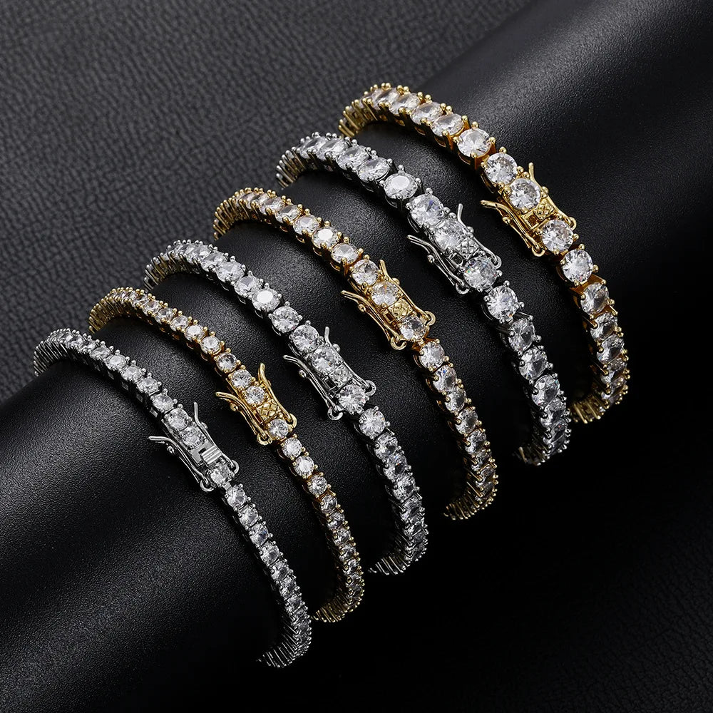 100% S925 Sterling Silver 2-6mm Real Moissanite Tennis Bracelet for Women Wedding Jewelry Christmas Exquisite Gift