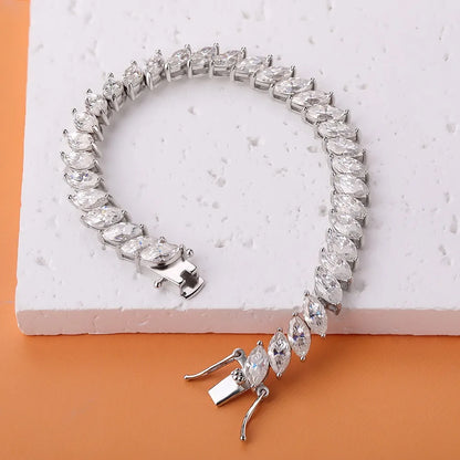 0.5CT Marquise Cut Moissanite Tennis Bracelet For Women 925 Sterling Silver Party Hand Chain Lab Diamond 18K Plated Gift Jewelry
