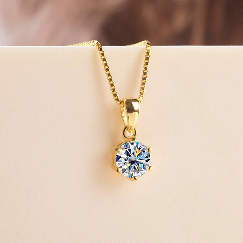 Butterflykiss 1 CT Real Moissanite Pendant Necklace For Women Top Quality 925 Sterling Silver Wedding Party Bridal Fine Jewelry
