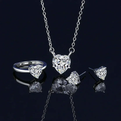 Valuable Lab Diamond Jewelry Set 925 Sterling Silver Party Wedding Rings Earrings Necklace for Women Moissanite Bridal Jewelry