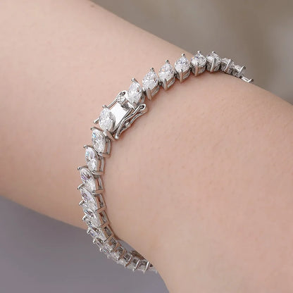 0.5CT Marquise Cut Moissanite Tennis Bracelet For Women 925 Sterling Silver Party Hand Chain Lab Diamond 18K Plated Gift Jewelry