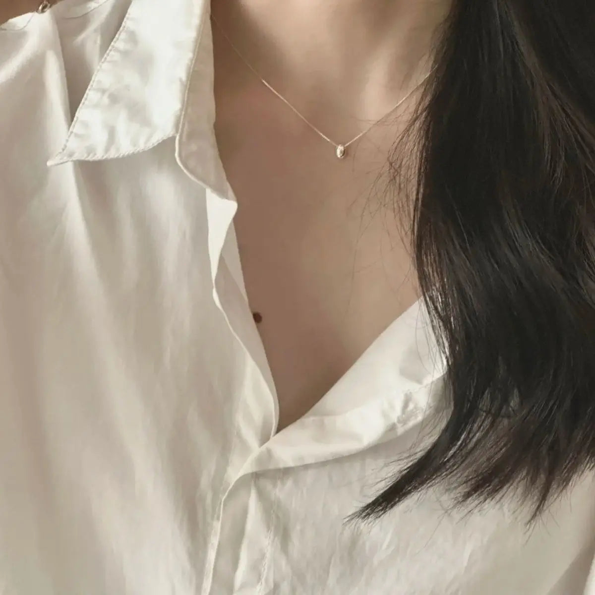New 925 Sterling Silver Bead Necklace Simple Personality Charm Geometric Pendant Choker Birthday Gift Women's Fine Jewelry