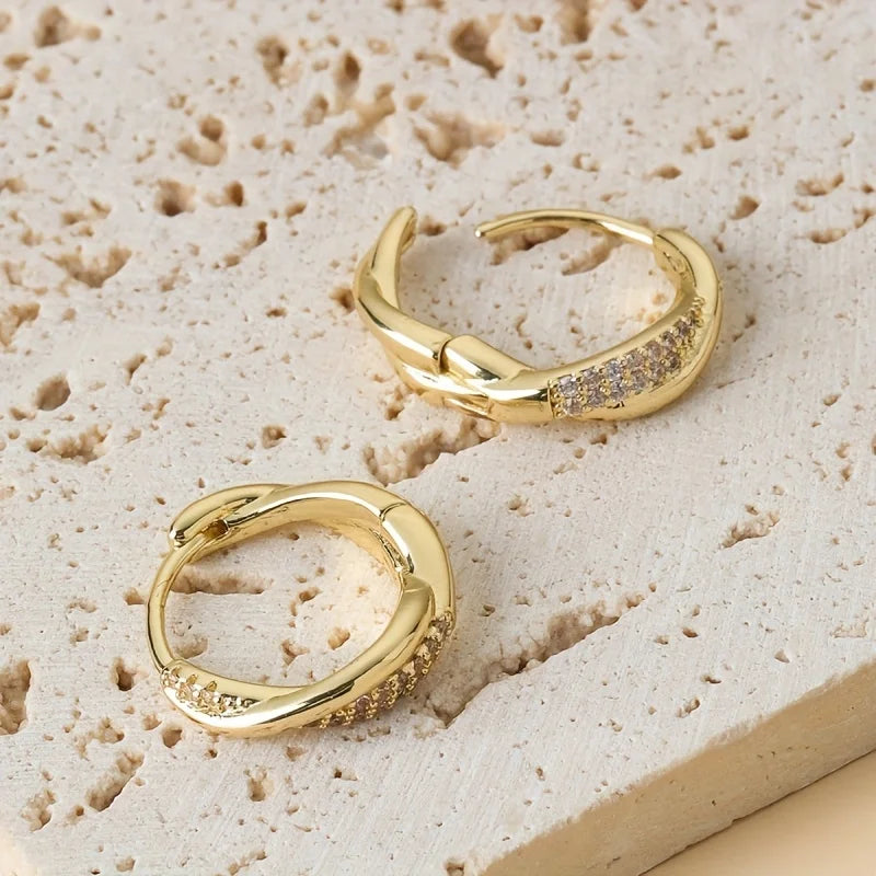 Twisted Zircon Hoop Earrings