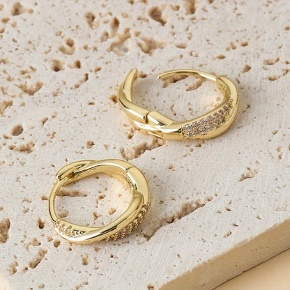 Twisted Zircon Hoop Earrings