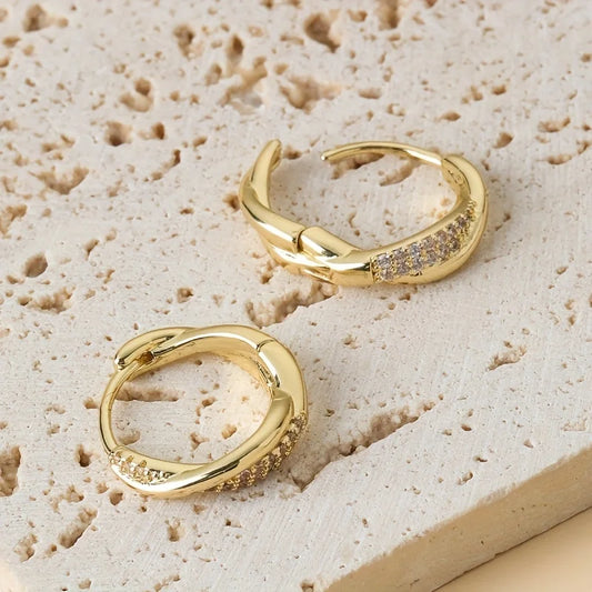 Twisted Zircon Hoop Earrings