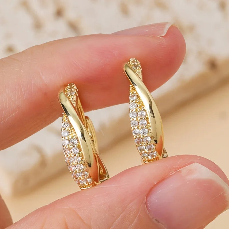 Twisted Zircon Hoop Earrings