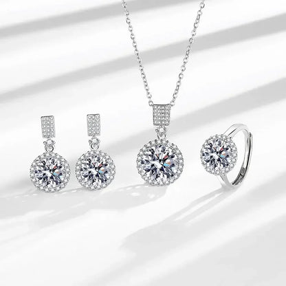 Valuable Lab Diamond Jewelry Set 925 Sterling Silver Party Wedding Rings Earrings Necklace for Women Moissanite Bridal Jewelry