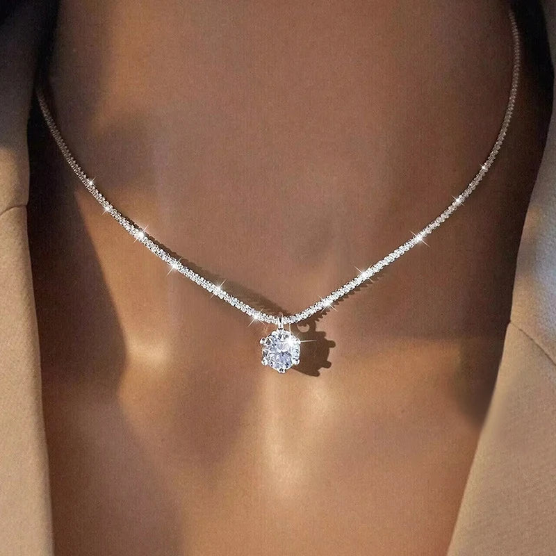 Luxury Moissanite Diamond White Pendant Necklace for Women 925 Sterling Silver High Quality Fine Jewelry