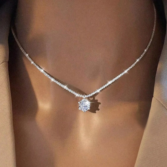 Luxury Moissanite Diamond White Pendant Necklace for Women 925 Sterling Silver High Quality Fine Jewelry