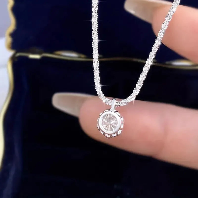 Luxury Moissanite Diamond White Pendant Necklace for Women 925 Sterling Silver High Quality Fine Jewelry