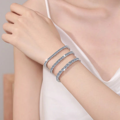100% S925 Sterling Silver 2-6mm Real Moissanite Tennis Bracelet for Women Wedding Jewelry Christmas Exquisite Gift