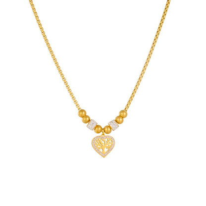 316L Stainless Steel Heart-Shaped Tree Pendant Necklace For Women New Fashion Beads Choker Chains Jewelry Gift Party