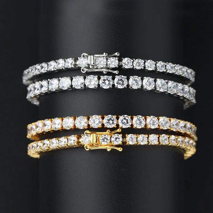 100% S925 Sterling Silver 2-6mm Real Moissanite Tennis Bracelet for Women Wedding Jewelry Christmas Exquisite Gift