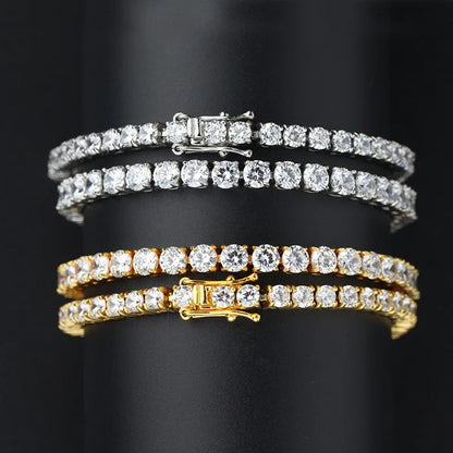 100% S925 Sterling Silver 2-6mm Real Moissanite Tennis Bracelet for Women Wedding Jewelry Christmas Exquisite Gift