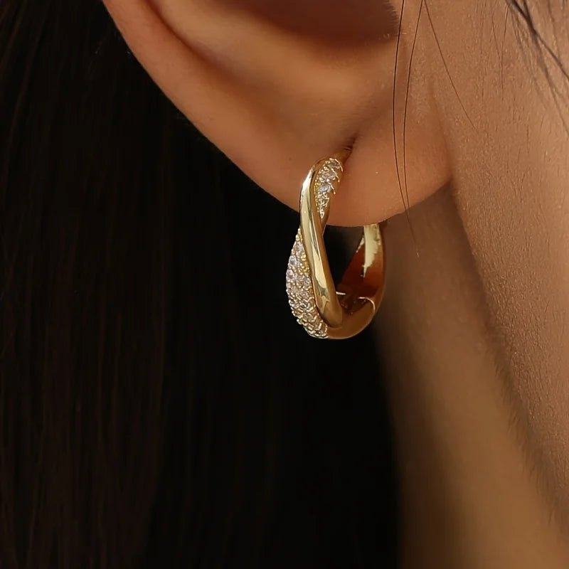 Twisted Zircon Hoop Earrings