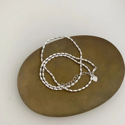 45/55CM Length 925 Sterling Silver Neck Rugby Rice Grains Chain Necklaces Women Luxury Jewelry Charms Accessories Argent 925