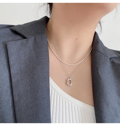 45/55CM Length 925 Sterling Silver Neck Rugby Rice Grains Chain Necklaces Women Luxury Jewelry Charms Accessories Argent 925