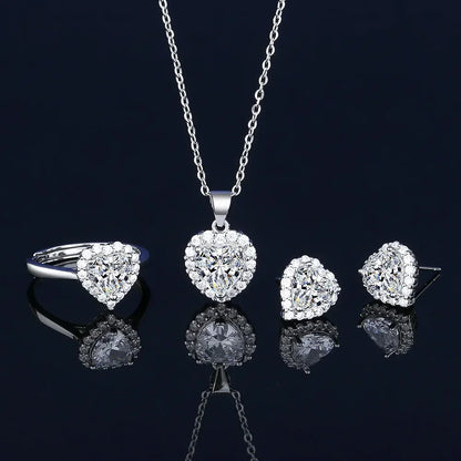 Valuable Lab Diamond Jewelry Set 925 Sterling Silver Party Wedding Rings Earrings Necklace for Women Moissanite Bridal Jewelry