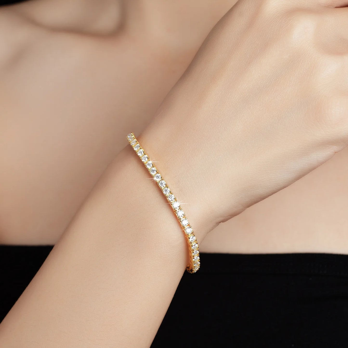 100% S925 Sterling Silver 2-6mm Real Moissanite Tennis Bracelet for Women Wedding Jewelry Christmas Exquisite Gift