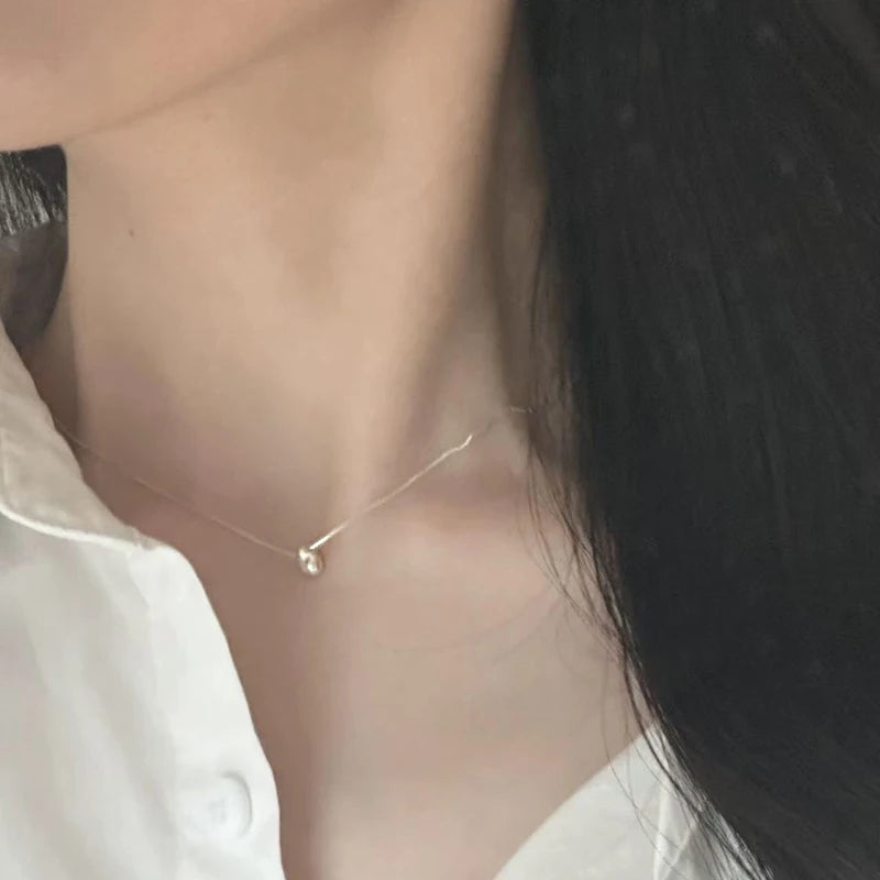 New 925 Sterling Silver Bead Necklace Simple Personality Charm Geometric Pendant Choker Birthday Gift Women's Fine Jewelry