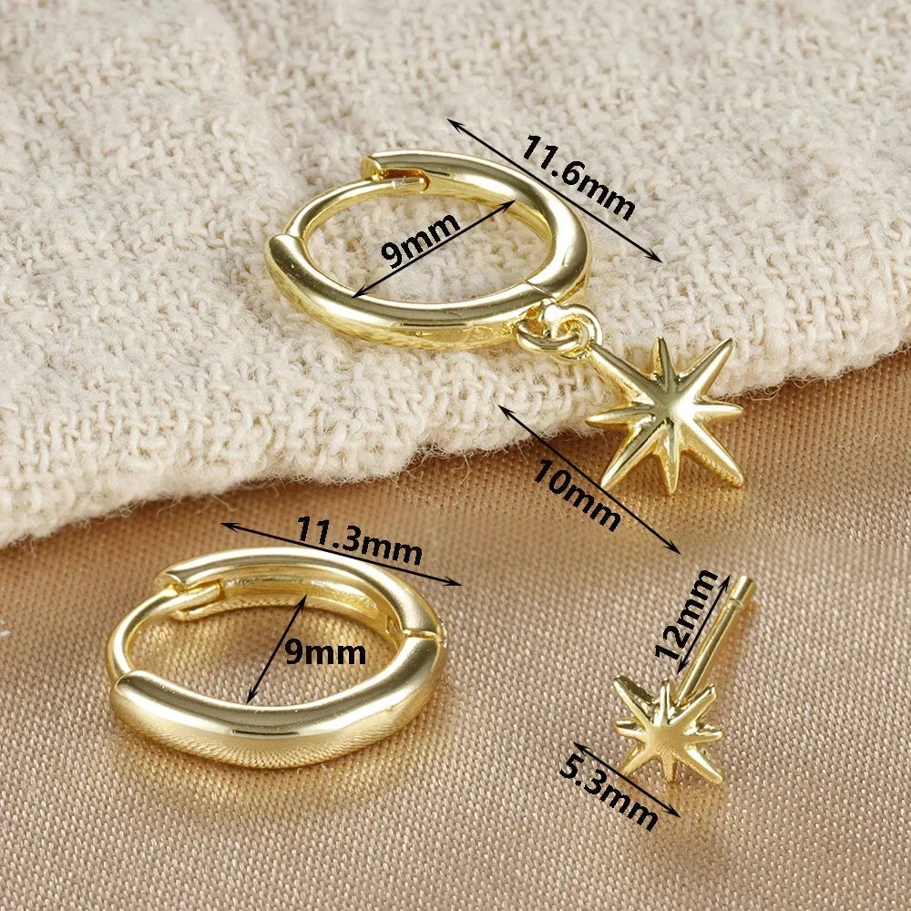 3 Piece Fashion Star Drop Earrings Set
