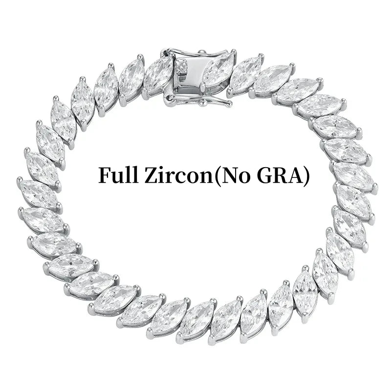 0.5CT Marquise Cut Moissanite Tennis Bracelet For Women 925 Sterling Silver Party Hand Chain Lab Diamond 18K Plated Gift Jewelry